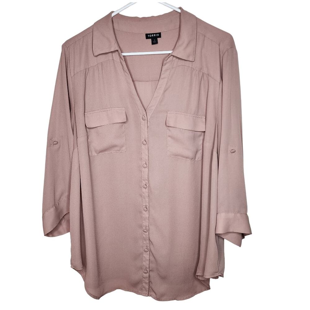 Torrid Madison Georgette Button Down Top Pink Size 1